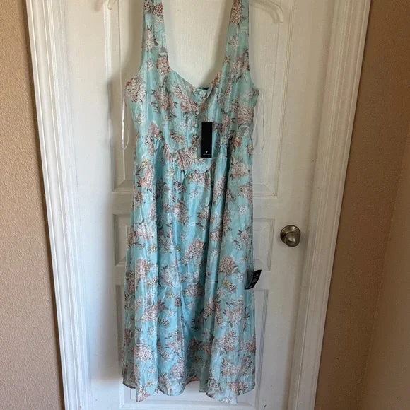 Lulu’s Floral Blue Midi Dress Sz XL - Picture 4 of 10